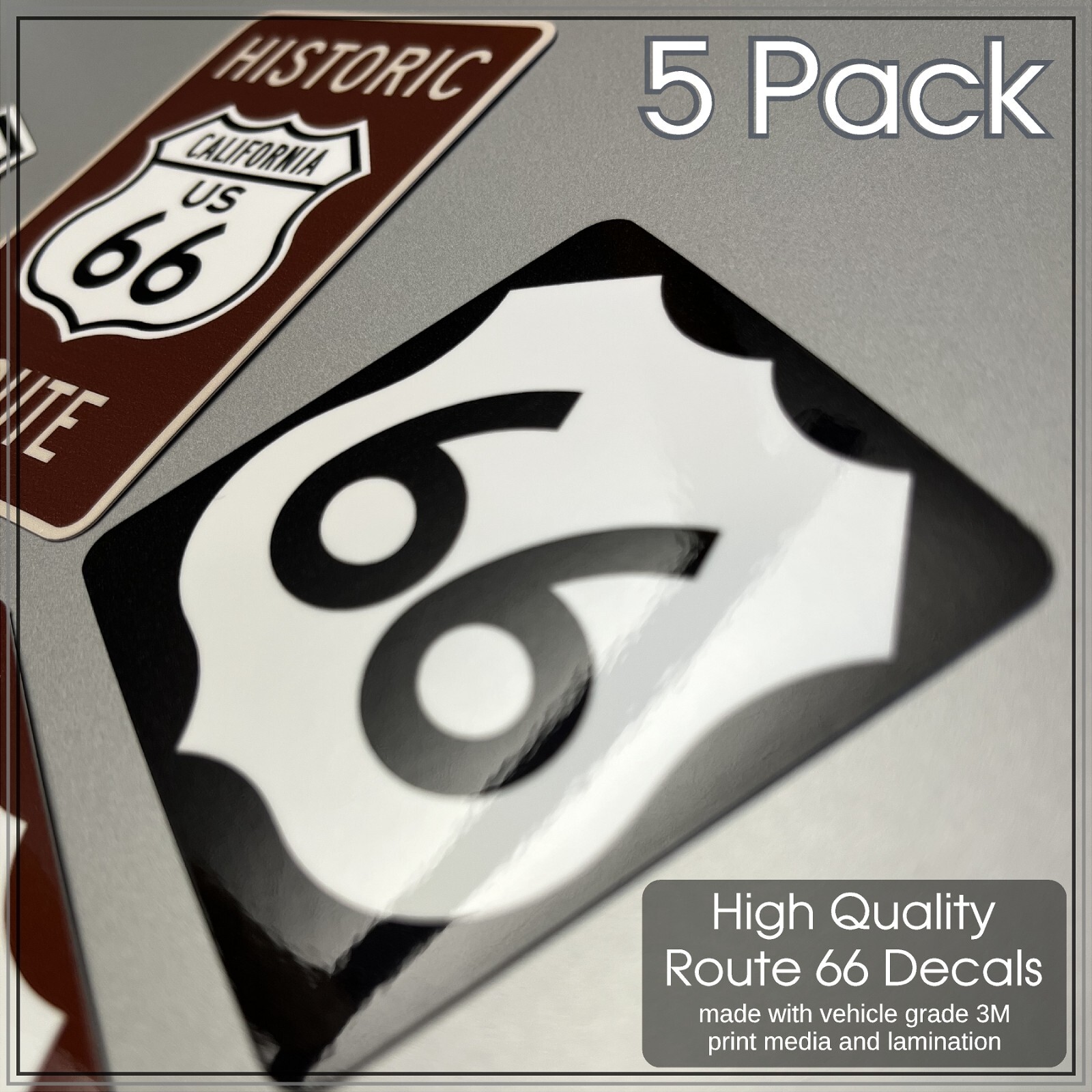 Route 66 Decals 5-pack Made With 3M Vehicle Grade Materials VERY HIGH QUALITY