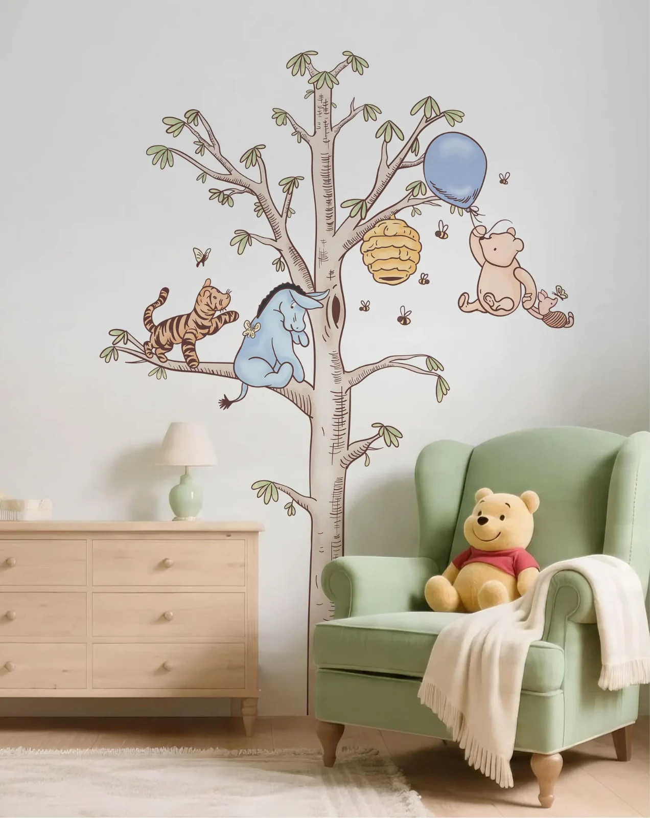 Cartoon Winnie Wall Decal Pooh Bear Mural Tiger & Donkey Wall Sticker Wall Art