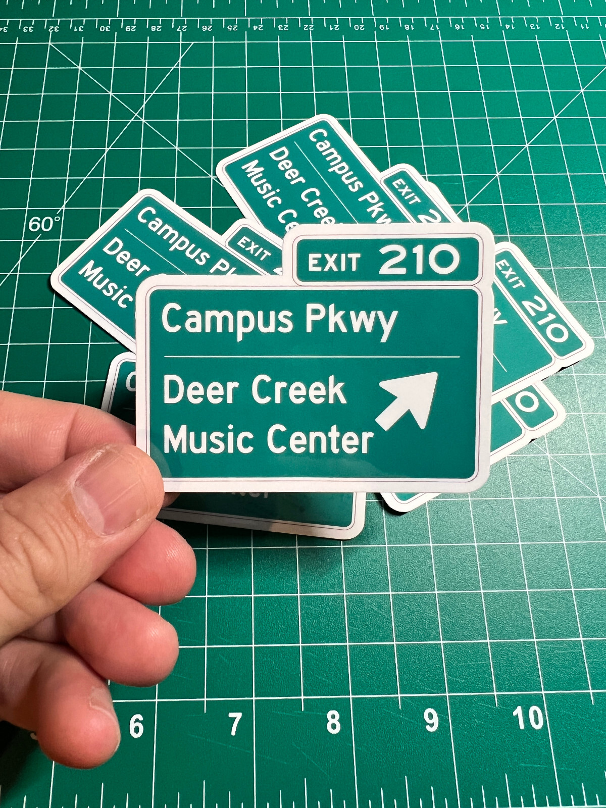 Deer Creek Music Center Road Sign – Laminated Vinyl Sticker – 2.5"x3"