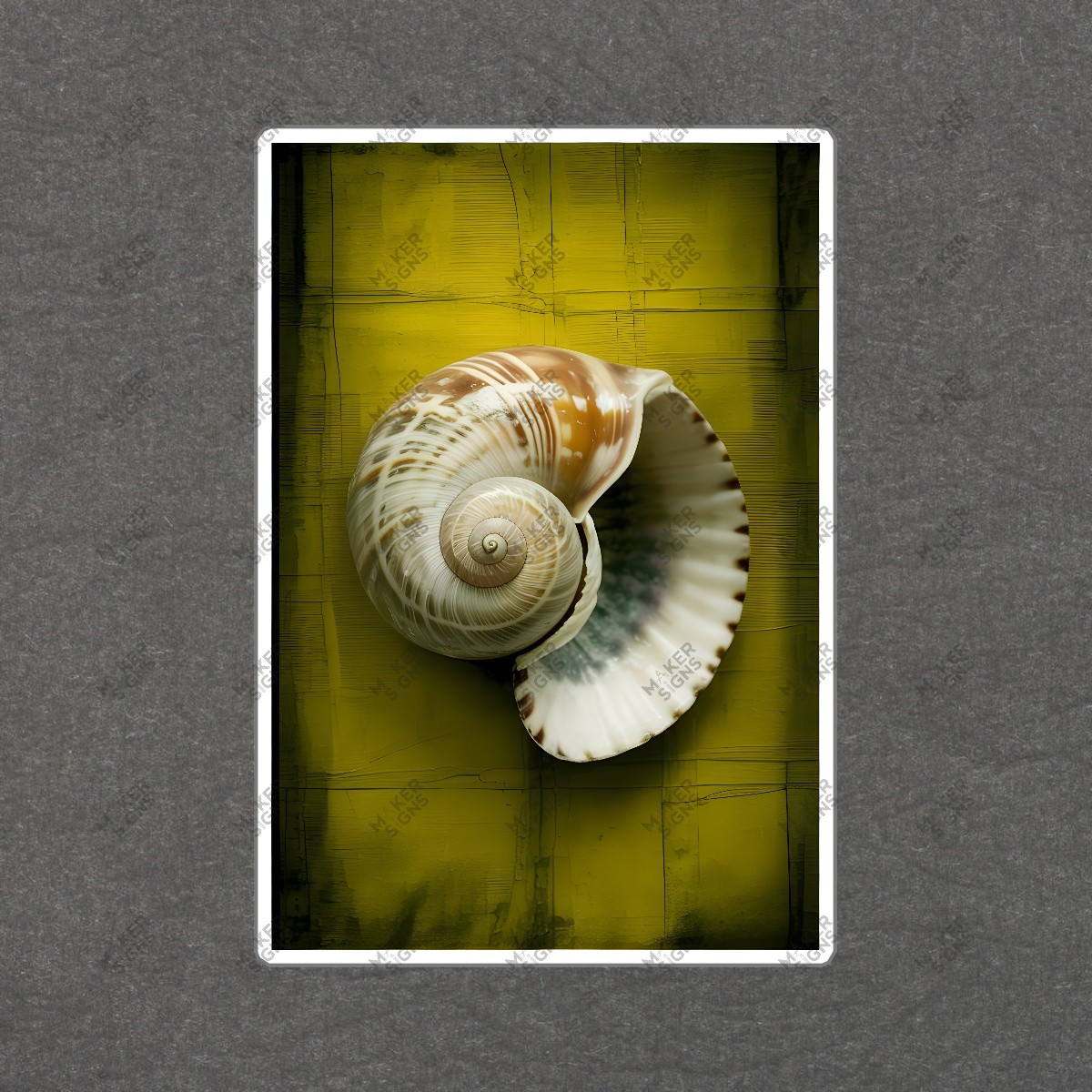 Beautiful Spiral Seash*** Art Print on Vibrant Yellow Background #8061