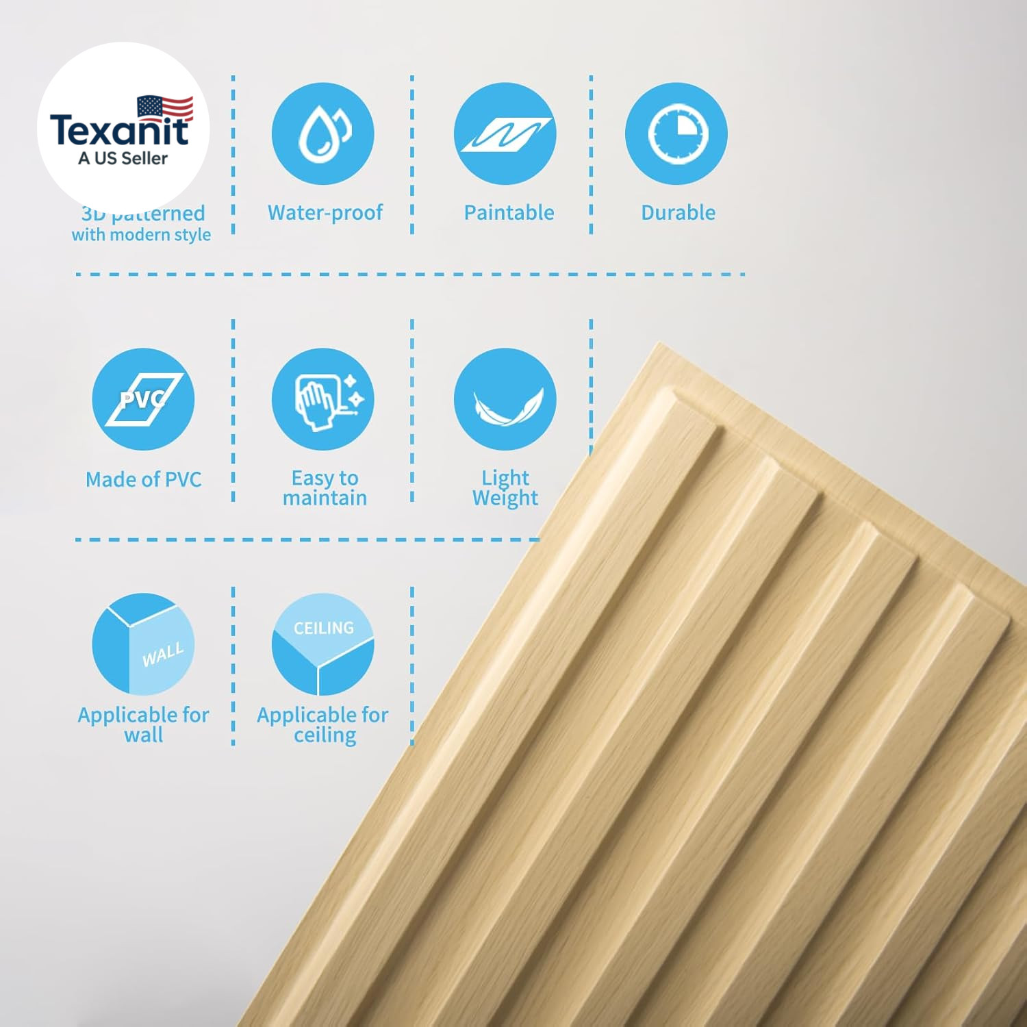 6-Pack Slat Design 3D Wall Panels for Interior Wall Decor, 2X4 FT PVC Decorative