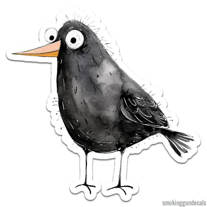 Funny Black Bird, Vinyl Decal Sticker, Indoor Outdoor, 3 Sizes, #12506