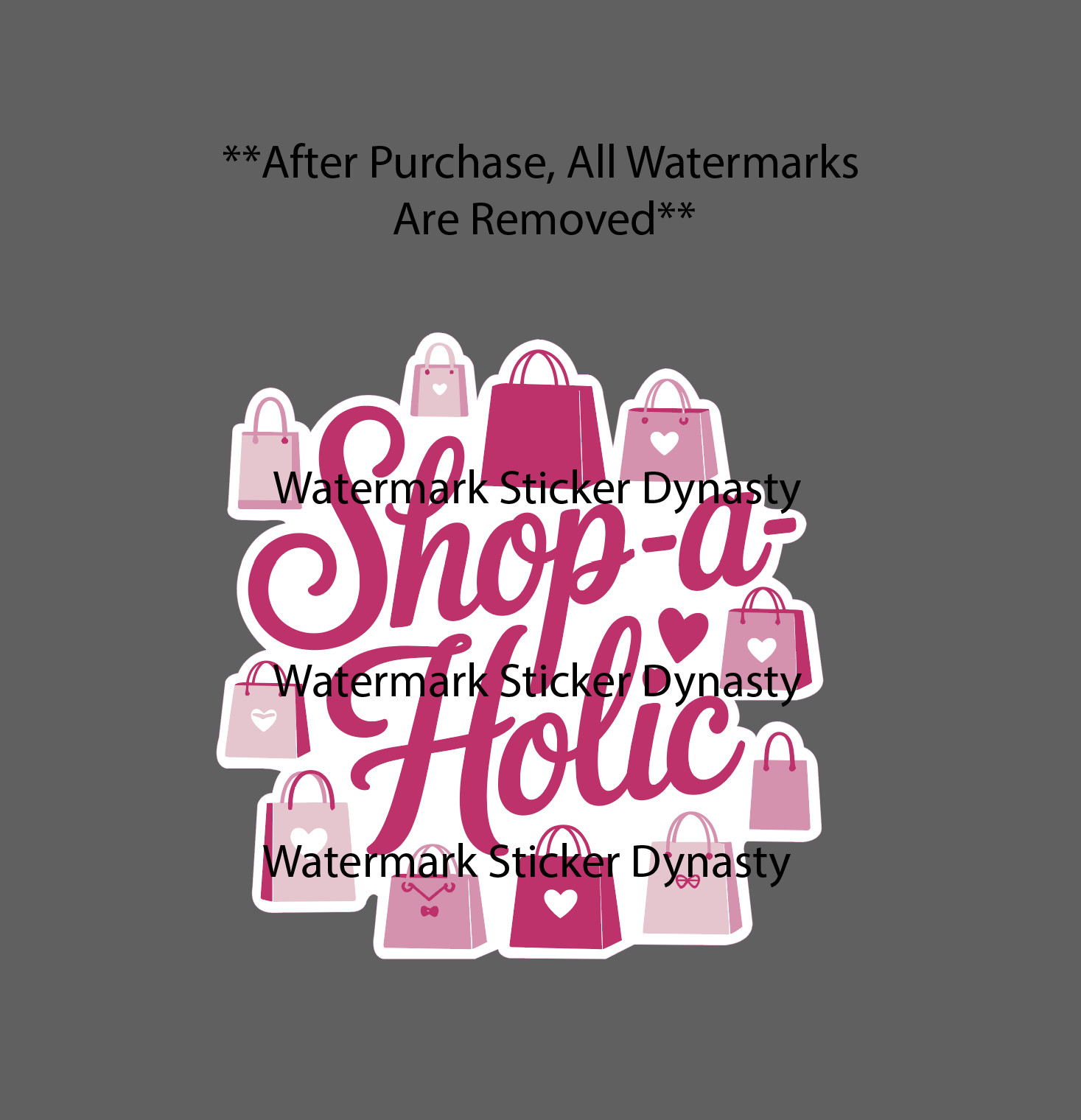 Shop-A-Holic Sticker Waterproof Decal Shopping Bags Shopper Pink Gift NEW