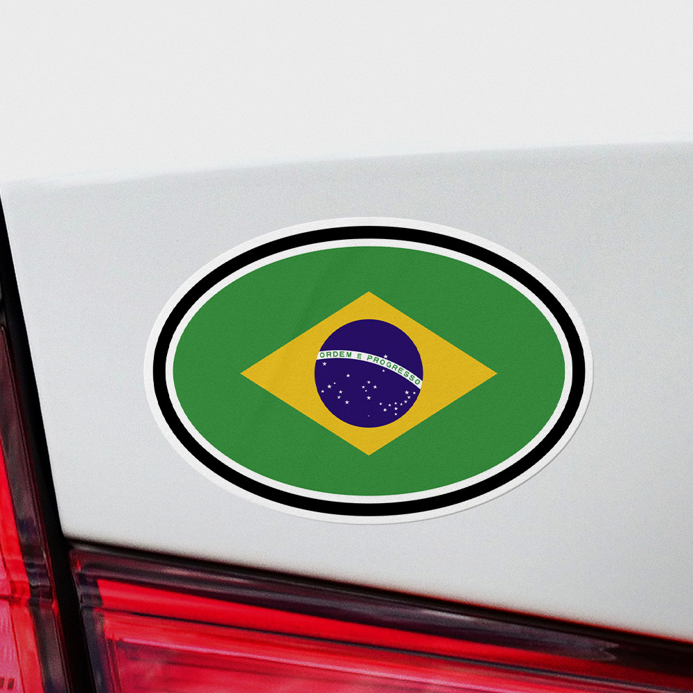 Brazil Oval Flag Sticker 3 Pack Vinyl Decal Auto Adesivo Rio Brasil Sao Paulo