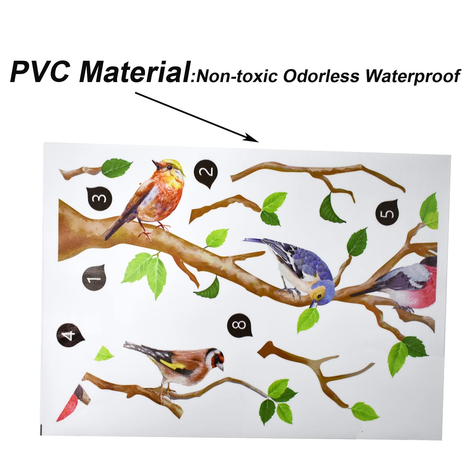 Maydahui Little Birds on Tree Branches Wall Decal Vinyl Sticker (34 x A