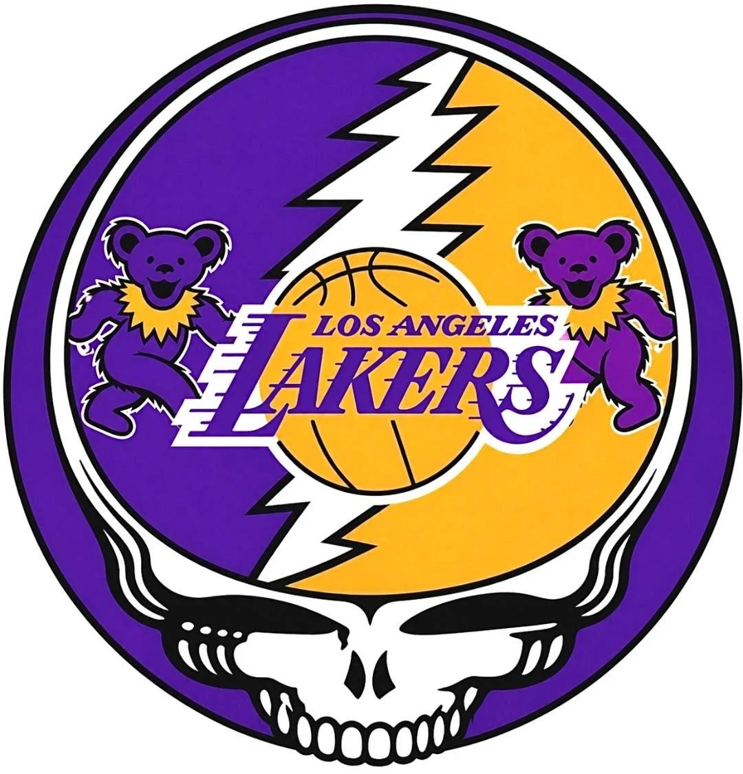 🌹⚡️GRATEFUL DEAD Los Angeles Lakers Stealie Sticker *NEW* Measures 4" x 4" ⚡️🌹