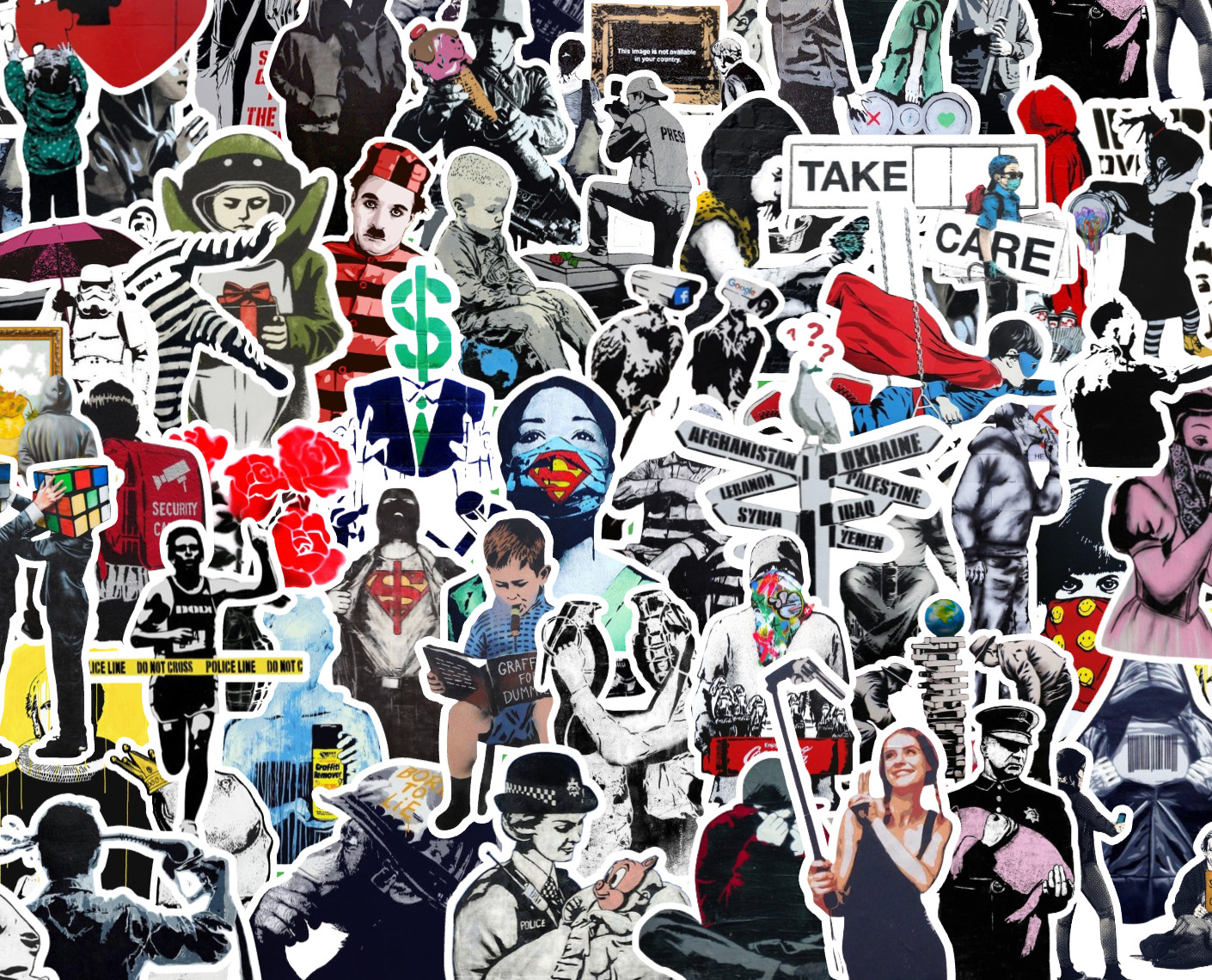25/50 Street Art Sticker Pack – Waterproof Vinyl – Banksy Graffiti Dolk