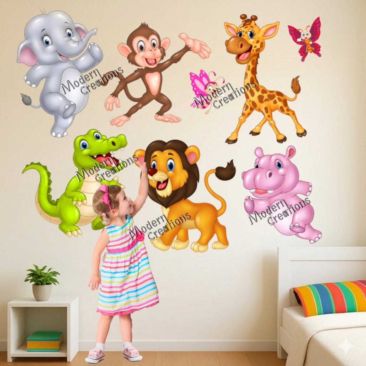 Jungle Animals Wall Decals Stickers Kids Room Nursery Decor Removable Waterproof