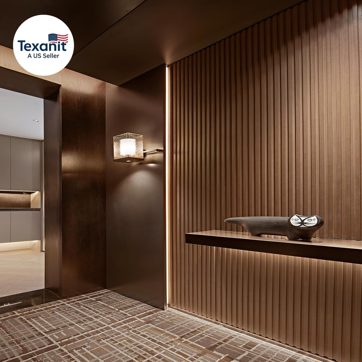 WPC Slat Wall Panels 8 Pack Teak 3D Soundproof Wood Wall Paneling 96×6 Inch