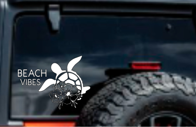 Beach Vibes Summer Vinyl Decal Bumper Sticker Car Window Mirror Art Craft Wall