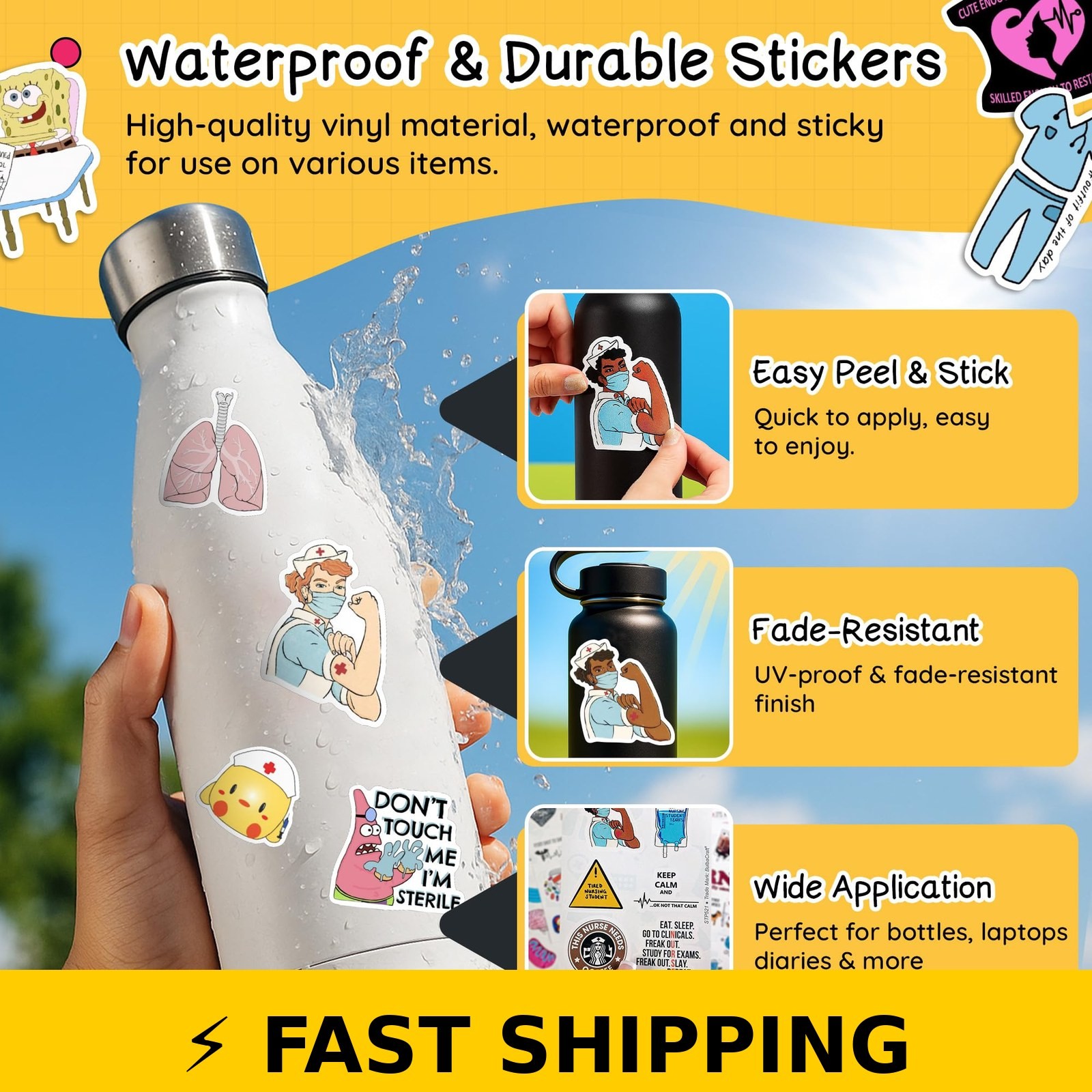 BulbaCraft 100Pcs Funny Nurse Stickers – Medical Decals