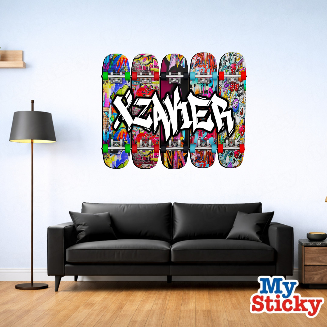 MySticky™ Custom Name Full Color Graffiti Skateboard Wall Art Decal Vinyl Decor