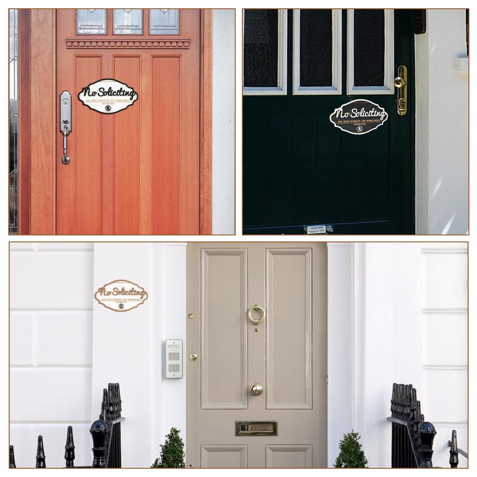 3 Pack No Soliciting Sign for House Door, 3 Colors, Outdoor Commercial Signag…