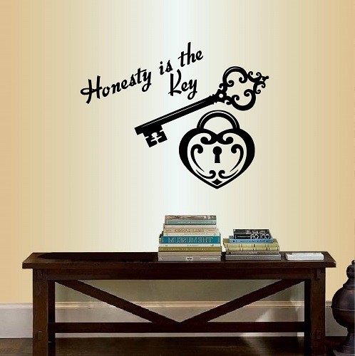 Wall Vinyl Decal Honesty Is the Key Phrase Antique Key and Lock Sticker 301
