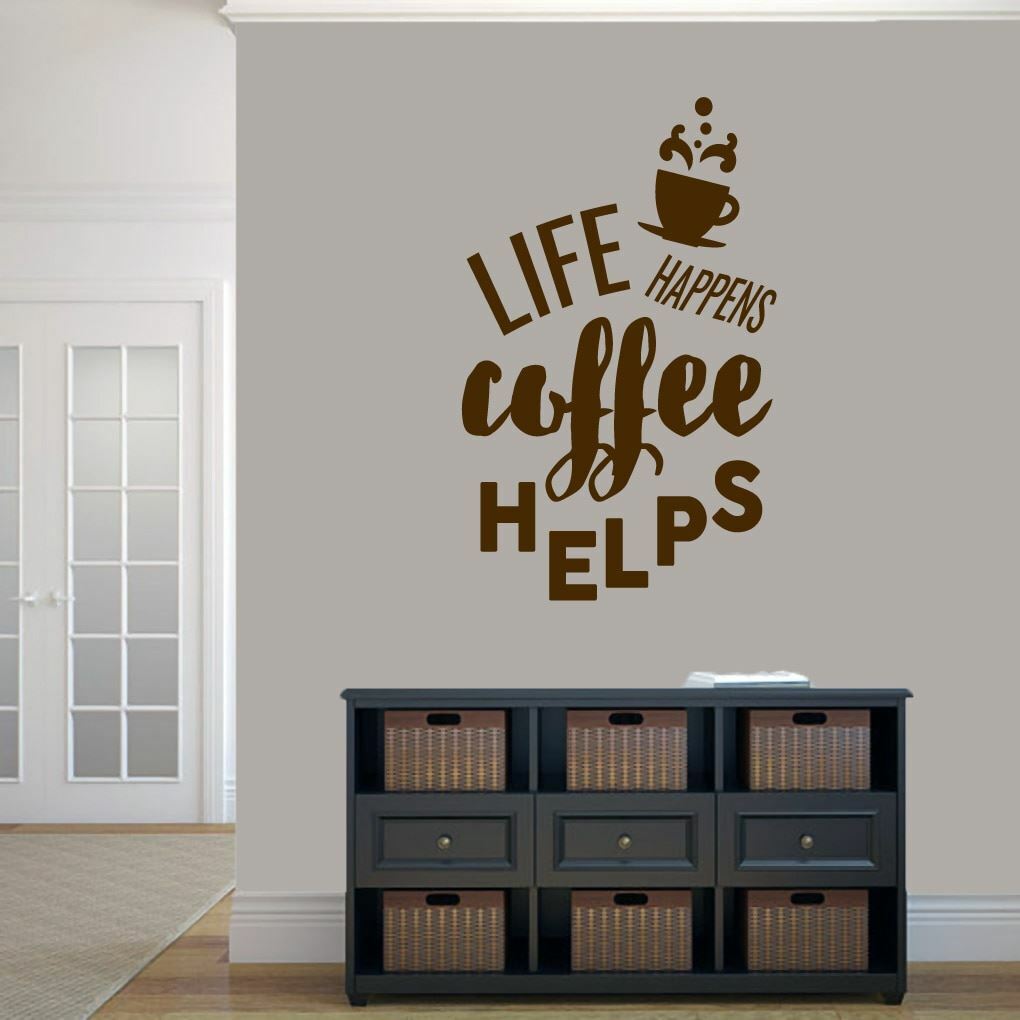 Life Happens Coffee Helps Wall Decal – Kitchen, Dining, Office, Cafe, Wall Art