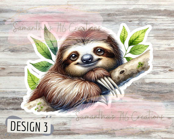 Sloth Vinyl Stickers 3" For Laptops, Cups, Etc. Indoor, Water Resistant