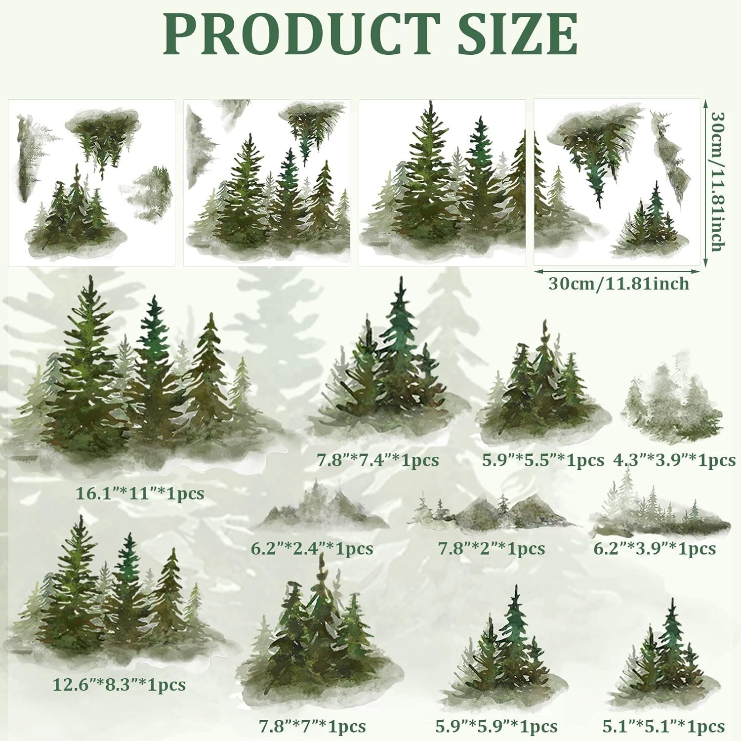 Peel and Stick Waterproof Pine Tree Wall Stickers for Charming Children’s Decor
