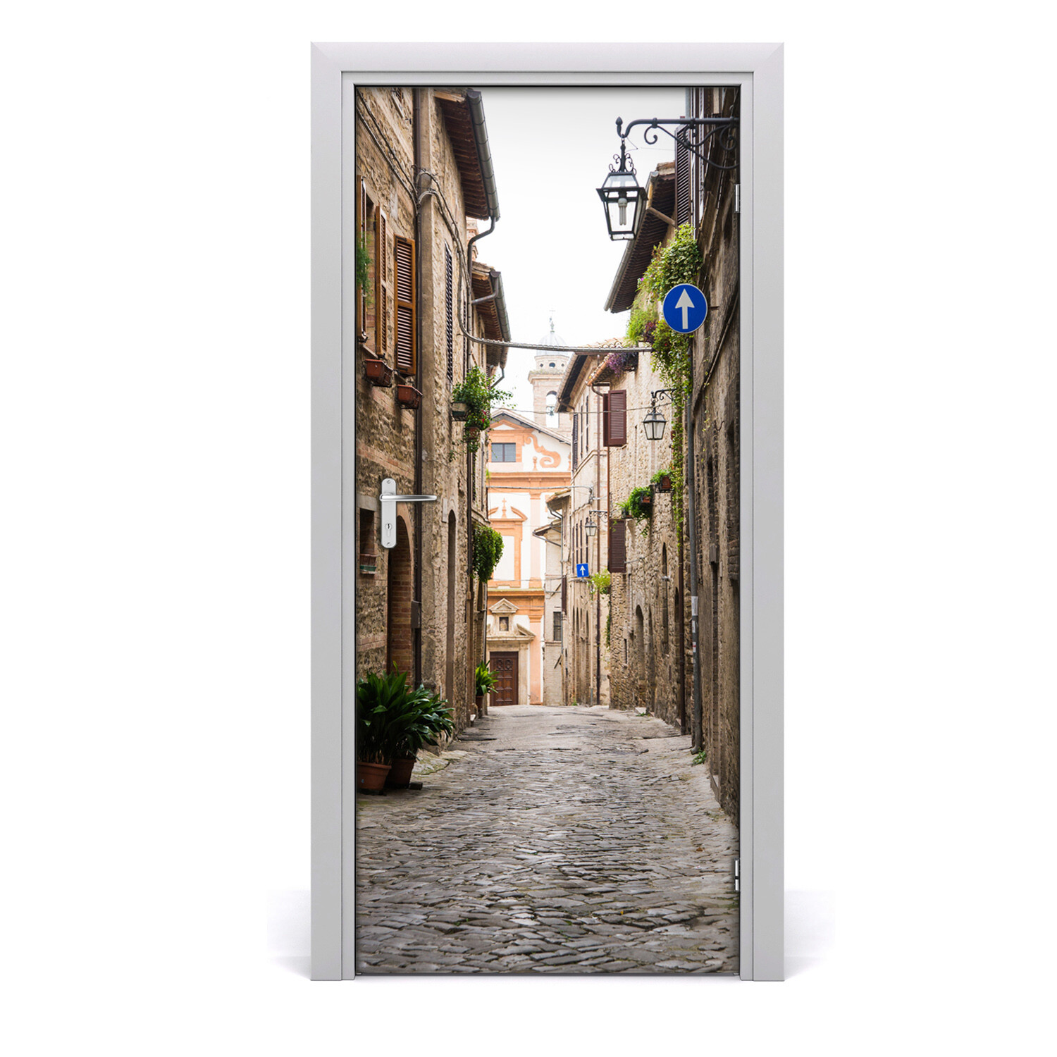 Self adhesive Door wrap removable Peel & Stick Architecture Italian streets