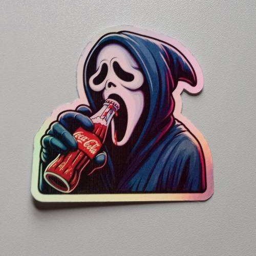 Ghostface Drinking Glass Coke 3 Inch Waterproof Vinyl Holographic Sticker
