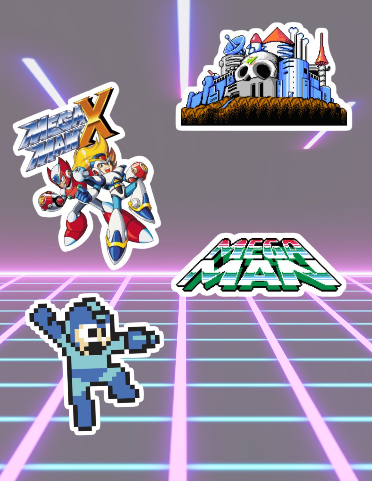 Mega Man Retro Video Games 4pc Sticker Pack