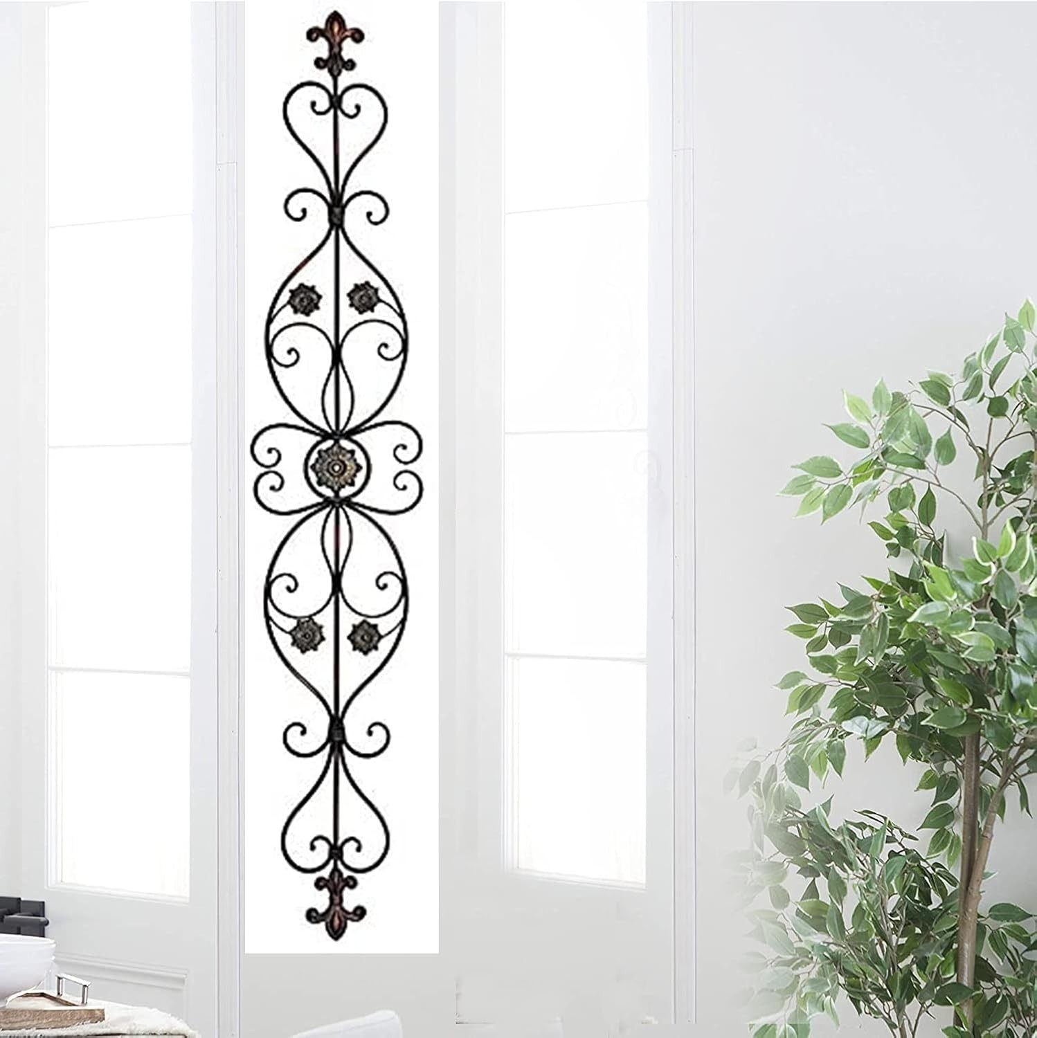 55" Elegant Metal Wall Scroll Plaque