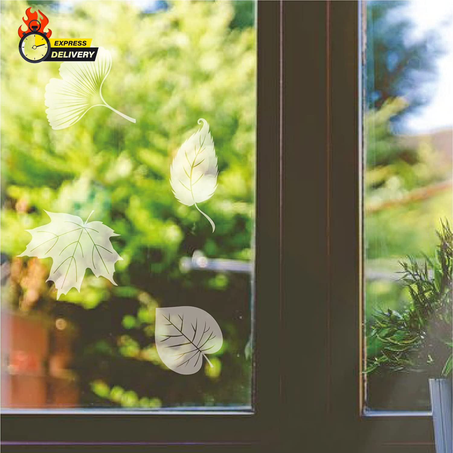 Window Decals for Bird Strikes,52 Pieces Large Leaf Shape anti Collision Window
