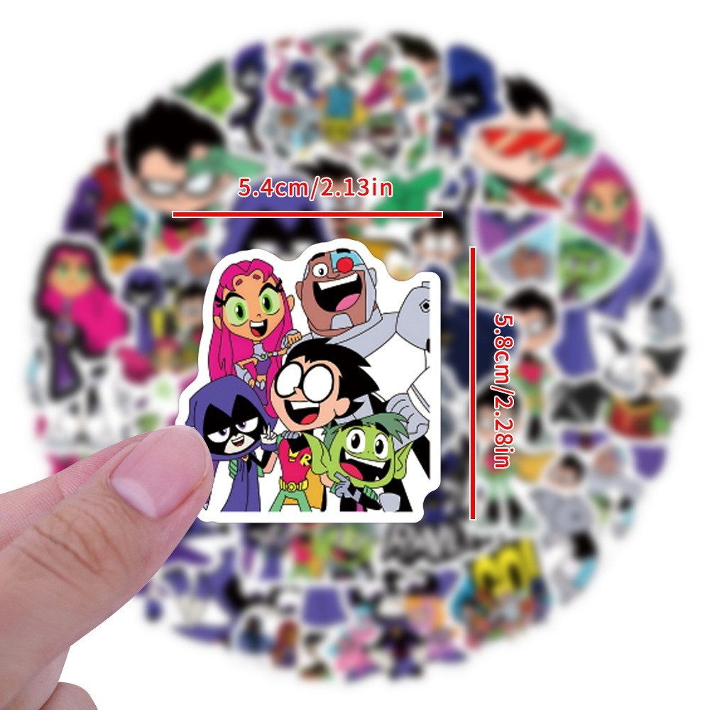60PCS Teen Titans Stickers Waterproof PVC Vinyl Laptop Luggage Water Bottle Set