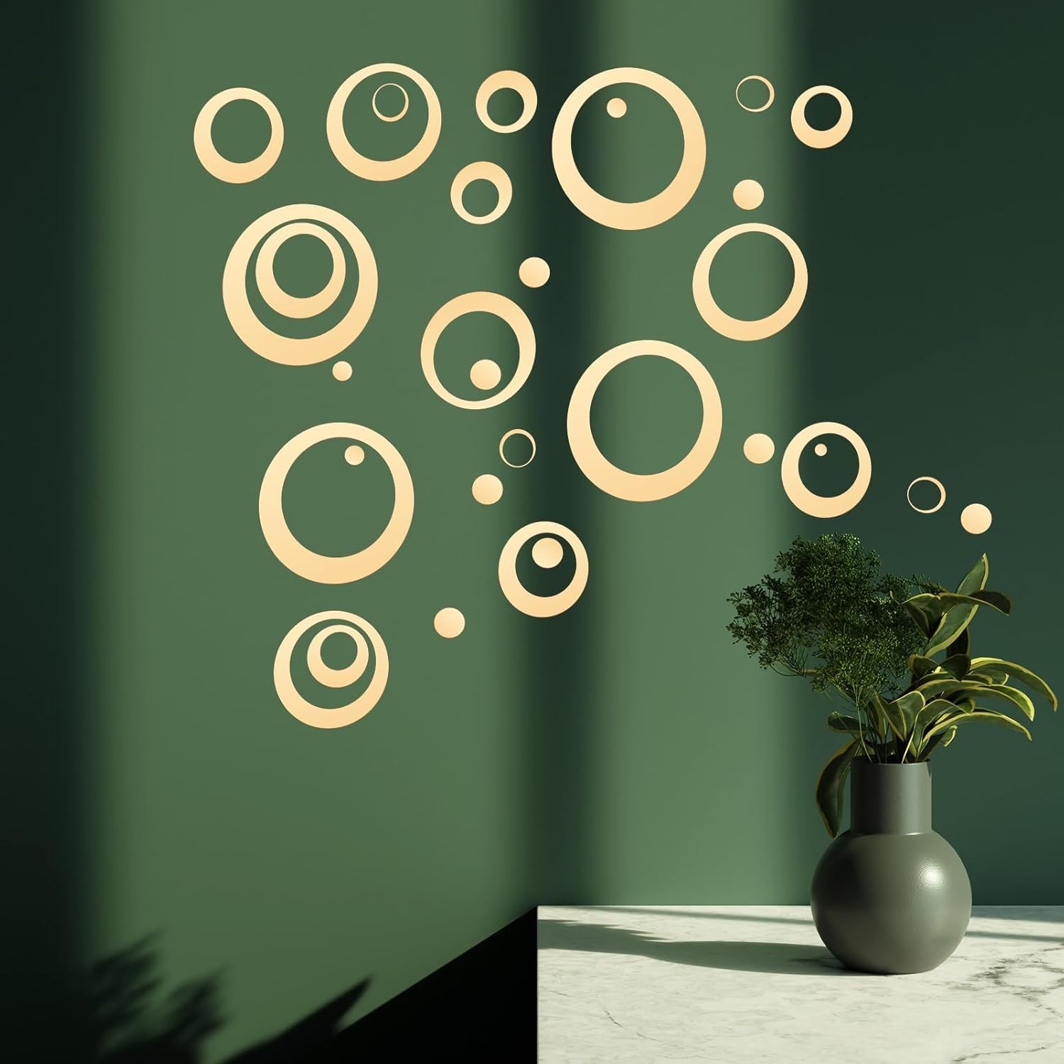 Removable Gold Mirror Wall Decals – 32 Pieces in Stunning Sizes, Modern Look