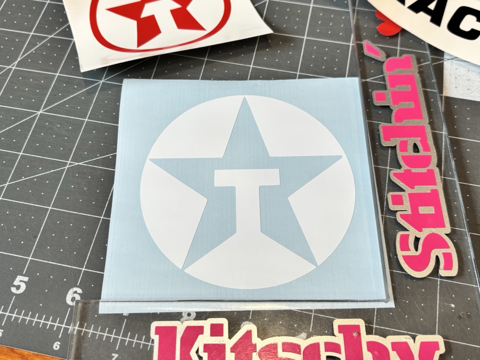TWO Walmart Smiley Face Die Cut Vinyl Decals "Stickers"