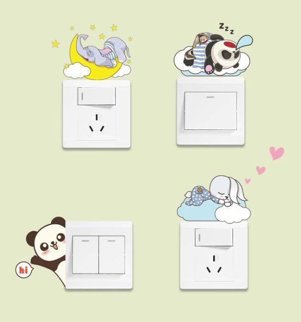 1 Piece Cartoon Animals Art Vinyl Decal Wall Window Light Switch Outlet Sticker