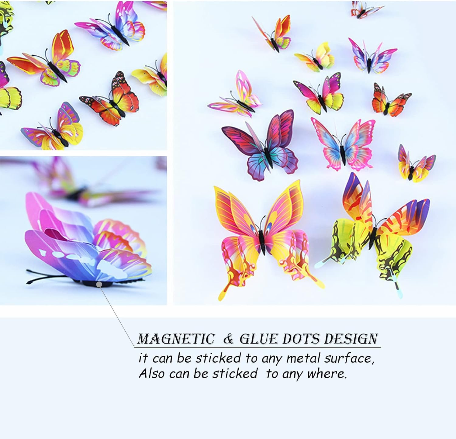 Butterfly Wall Decor 24/48 PCS, 3D Butterflies Stickers for Party Decorations wi