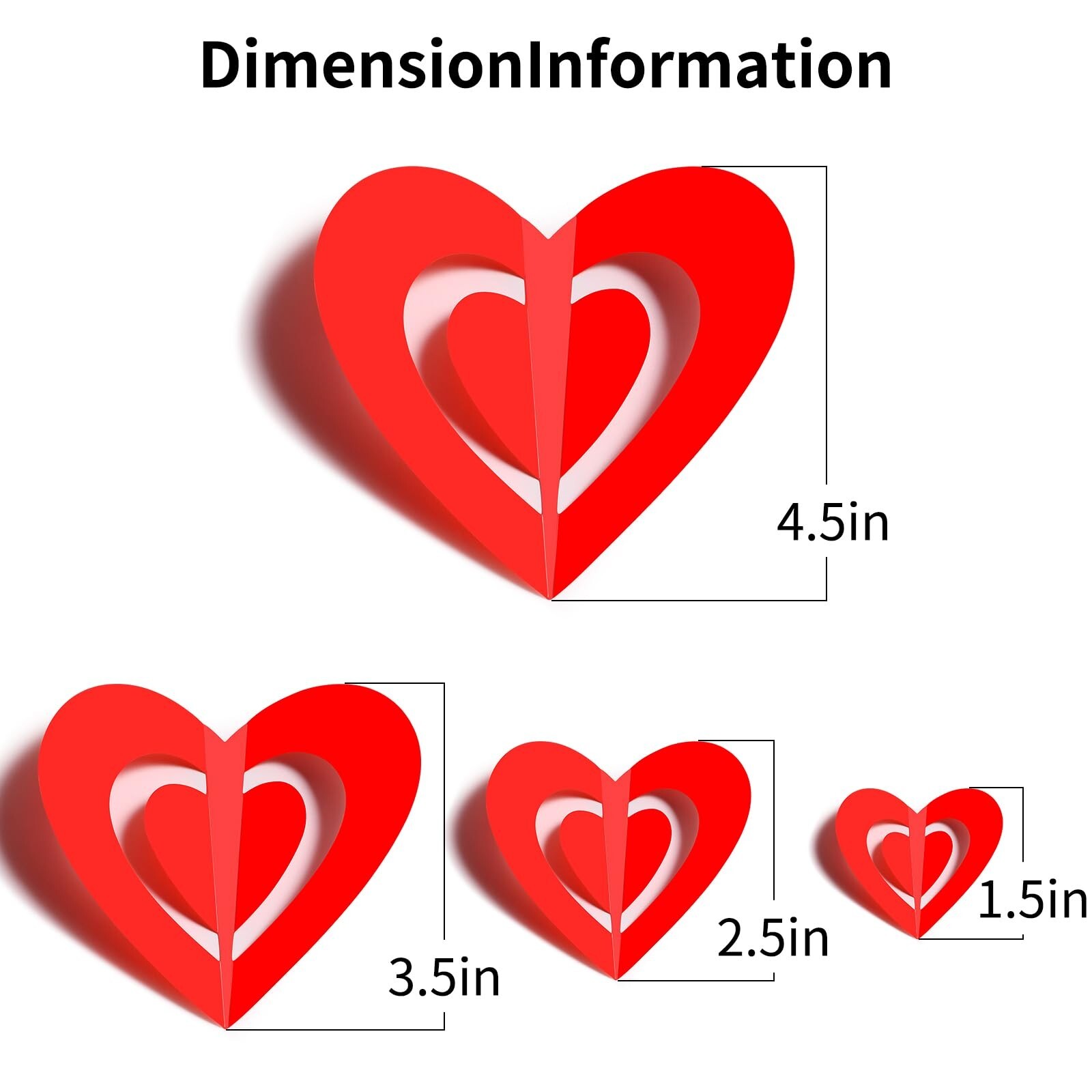 60 Pcs Valentines Day Wall Decorations – 3D Heart Stickers, Waterproof Wall D…