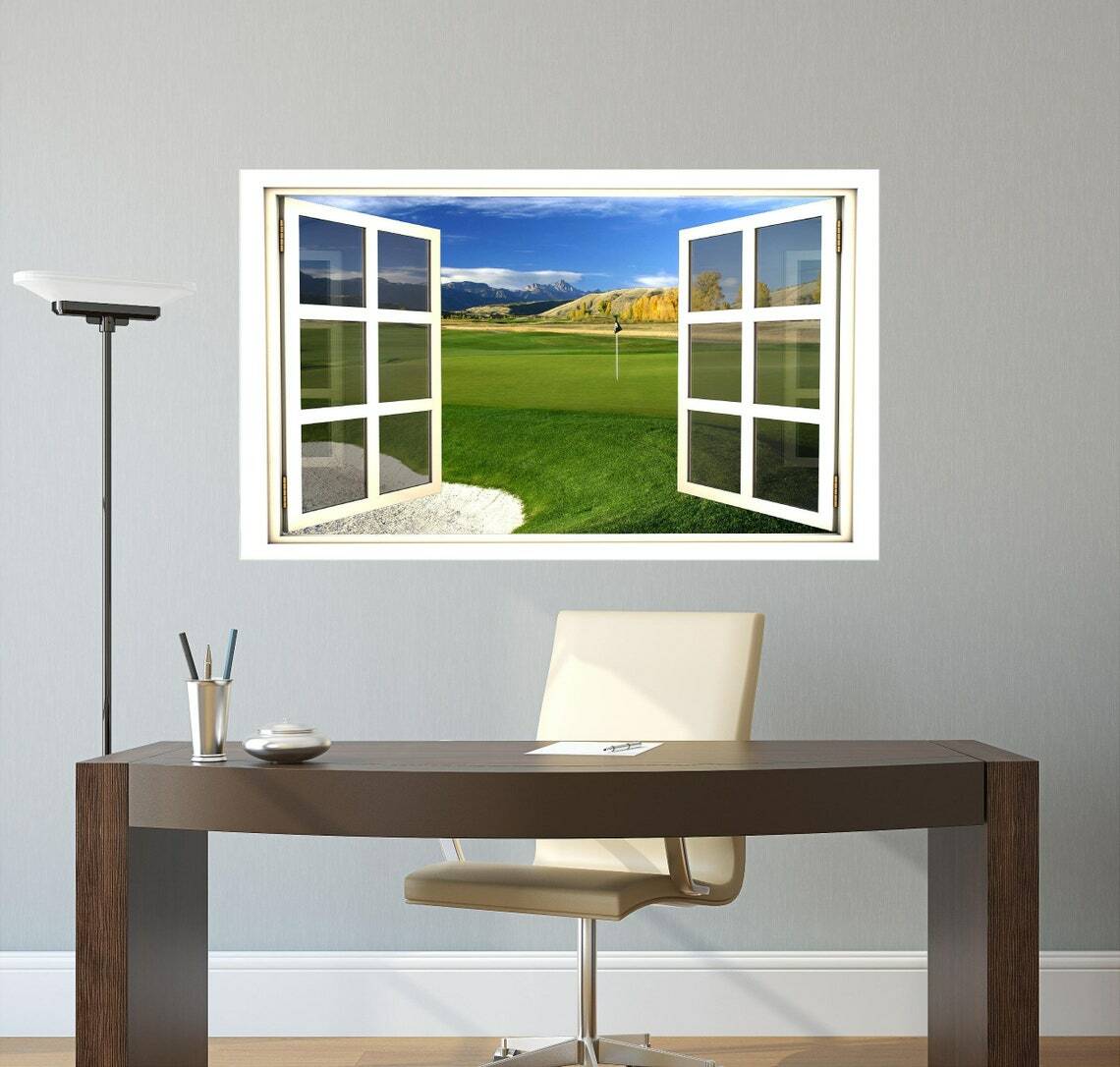 WindowScape Golf Course #1 3D Window Wall Decal Instant View Vinyl Wall Sticker