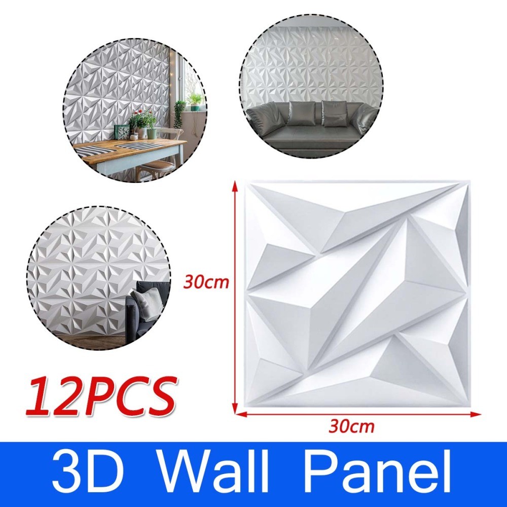 Wall Panels 12 Pcs 3D PVC Covering Cladding Decorative Tiles Kitchen Bedroom