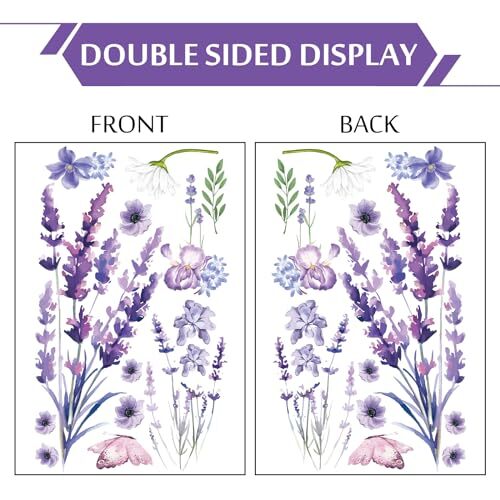 69Pcs Spring Summer Lavender Window Clings Blooming Lavender Butterfly Window