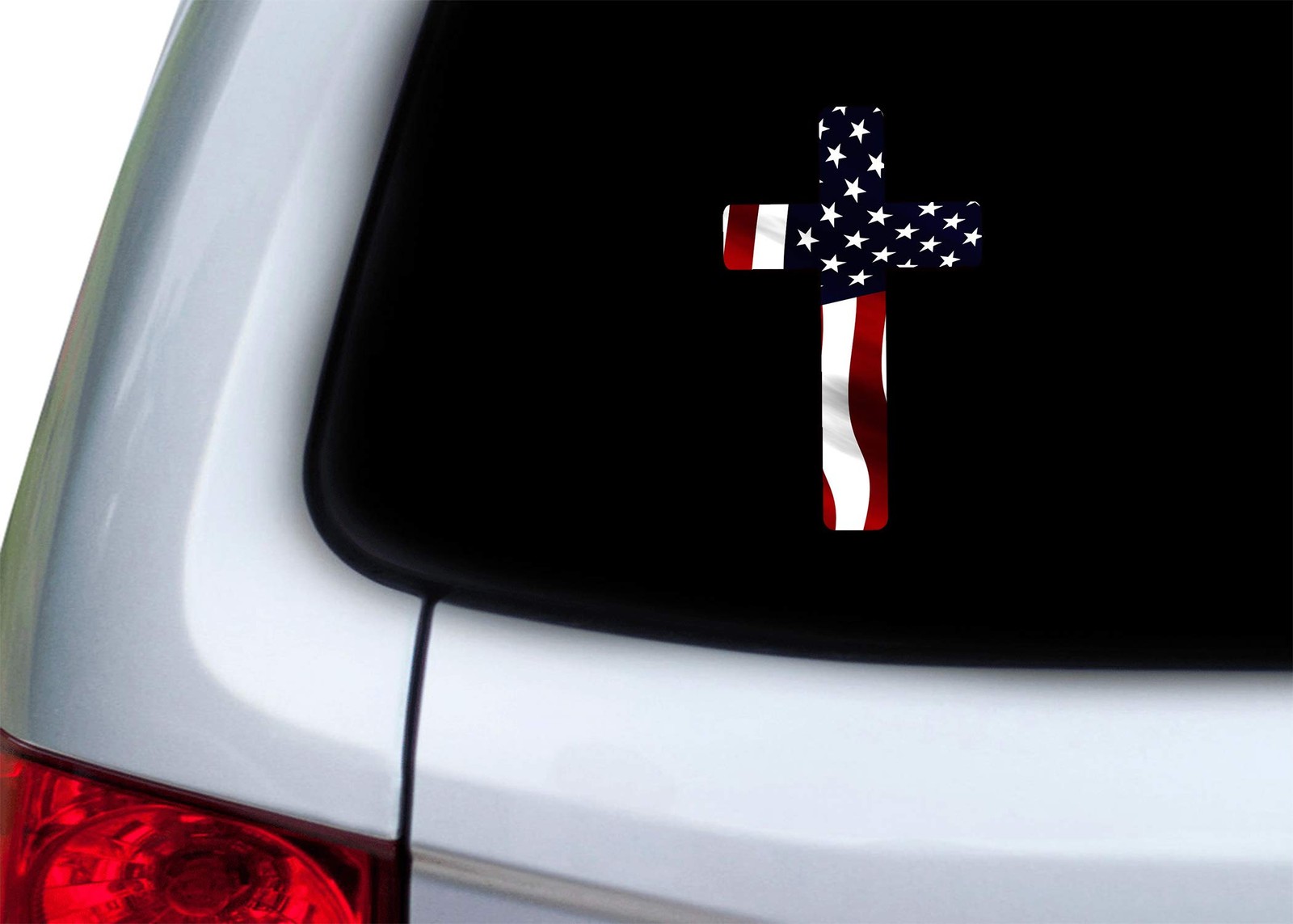 Red White Blue Cross Decal Sticker Flag USA Large Inch Patriotic Decal Auto B…