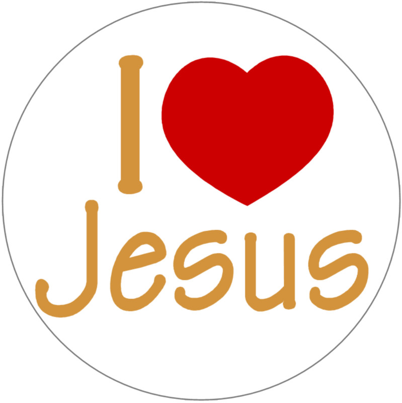 I Love Jesus – 3 Inch Circle Sticker 3" x 3" – Christian Christ Religious
