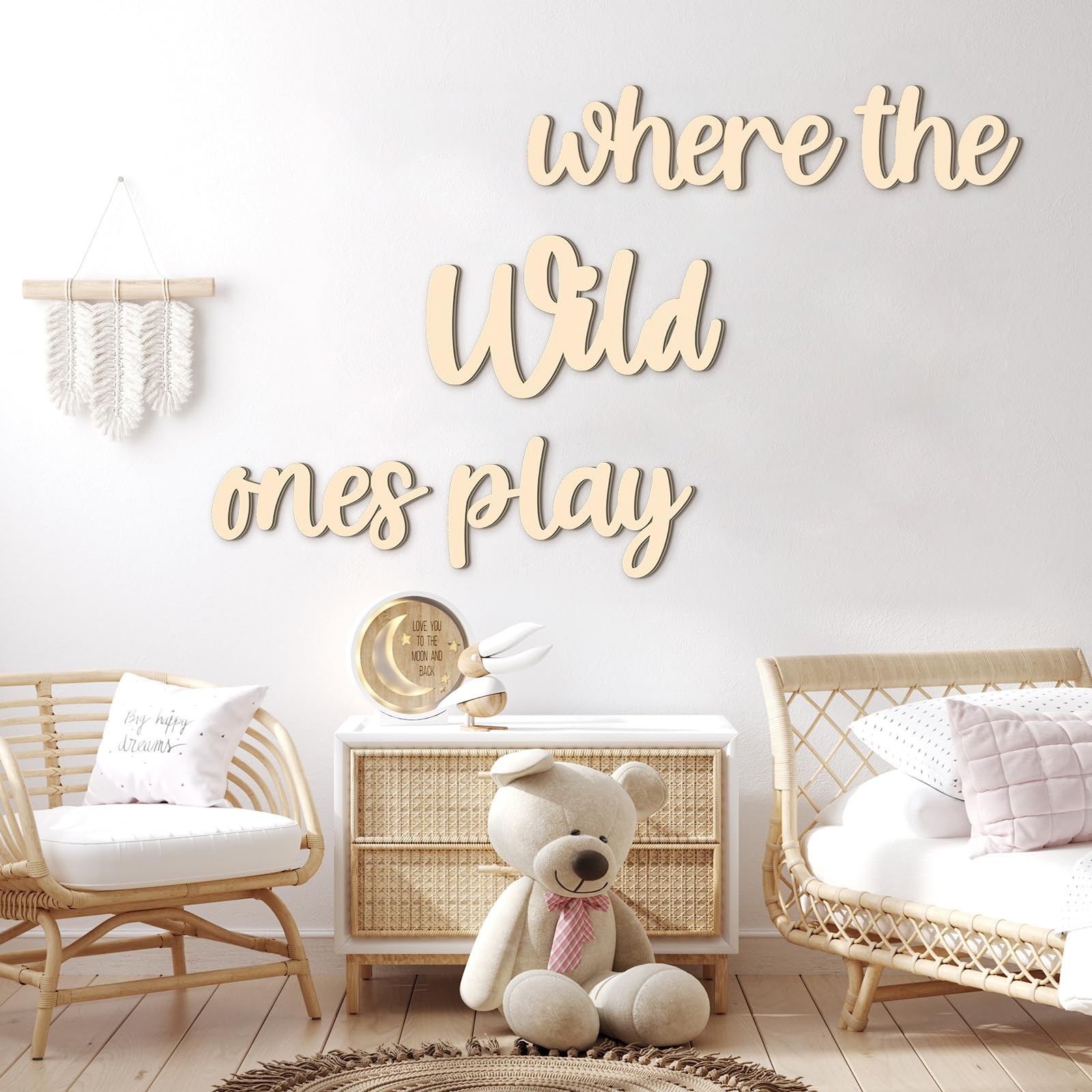 5 Pcs Playroom Wall Decor 15.4" x 18" 3D Where The Wild Ones Play Nursery Sig…