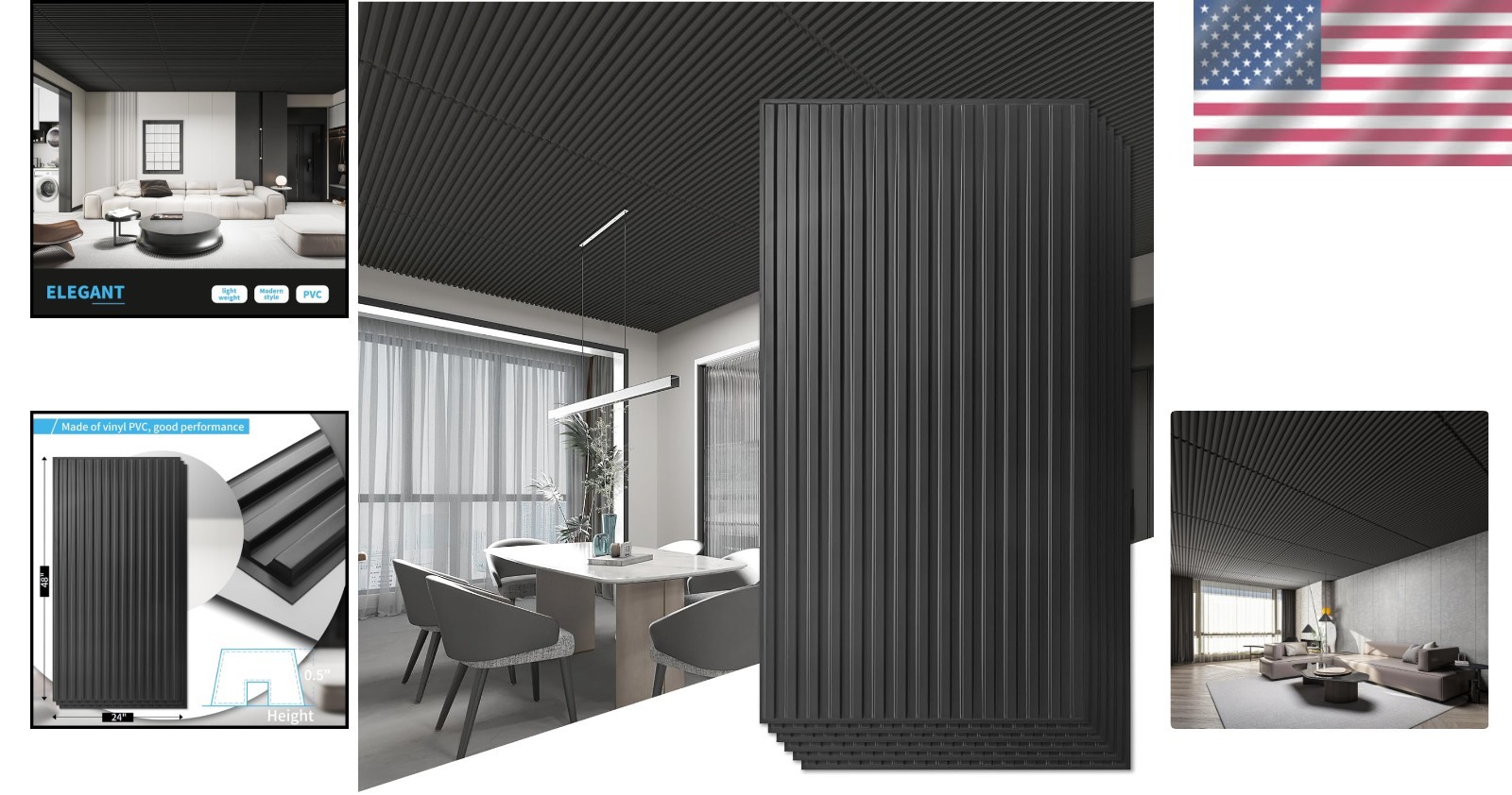 Striking Slat Ceiling Tiles, 6-Pack, 24"x48" | Modern Design