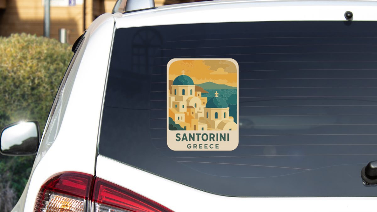 Santorini Greece Sticker Decal Vinyl Die-Cut Symbolic Landmark Design