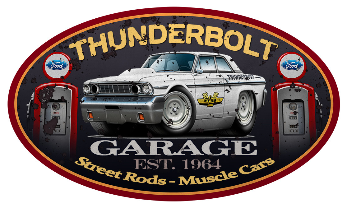 1964 Ford Thunderbolt Fairlane Garage Sign Wall Art Graphic Sticker