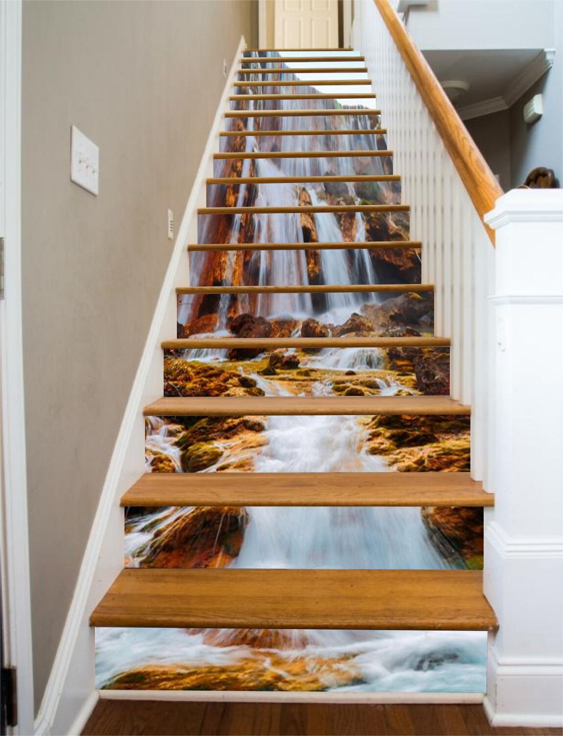 3D Waterfall River AZ302 Stair Risers Decoration Mural Vinyl Wallpaper Kay