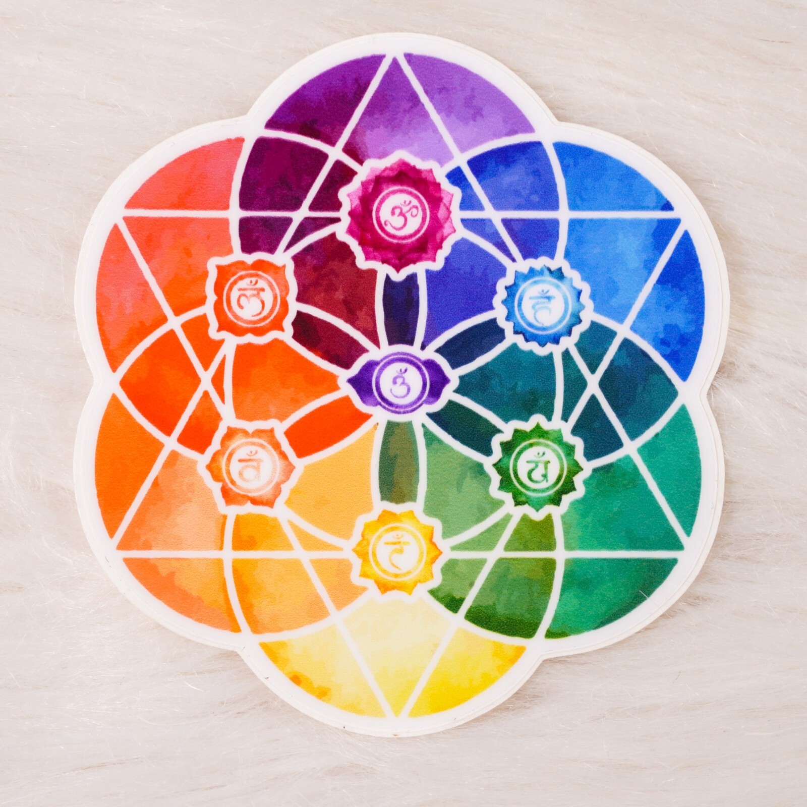 Chakra Rainbow Flower of Life Vinyl Waterproof Sticker Rainbow Laptop Decal