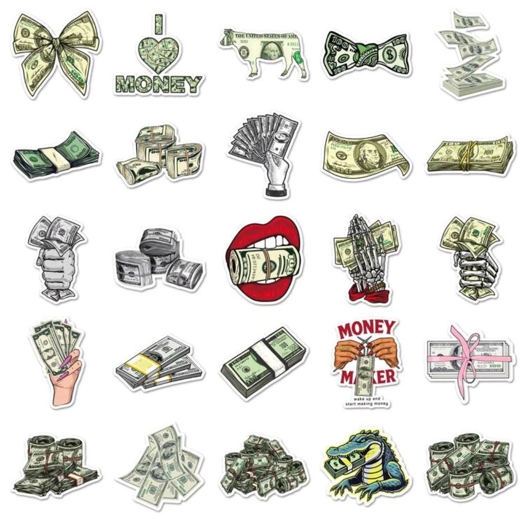 20 Pcs Funny Dollar Signs Money Theme Vinyl Stickers, Waterproof,Laptop, Bottles