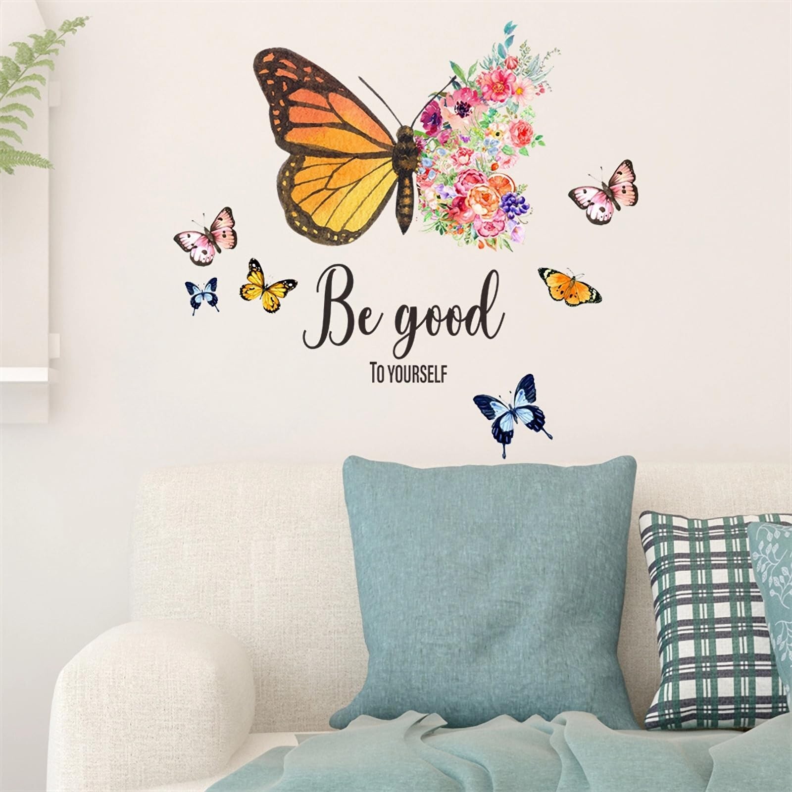 Gorgeous Butterfly and Colorful Flowers Wall Stickers, sacinora Yellow Pink B…
