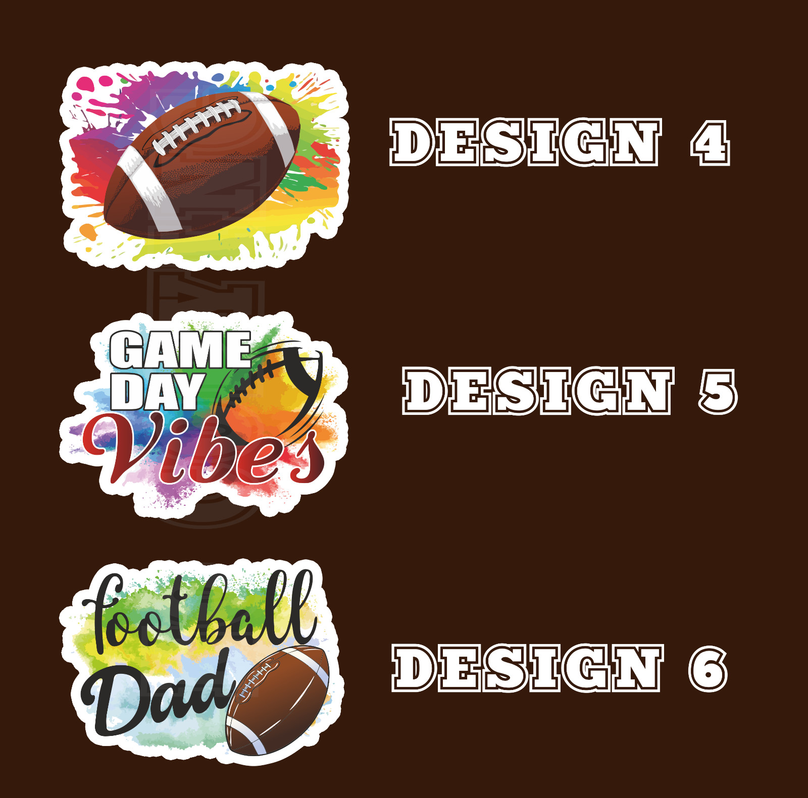 Football Vinyl Stickers Multiple Sizes Colorful Stickers For Any Smooth Surface