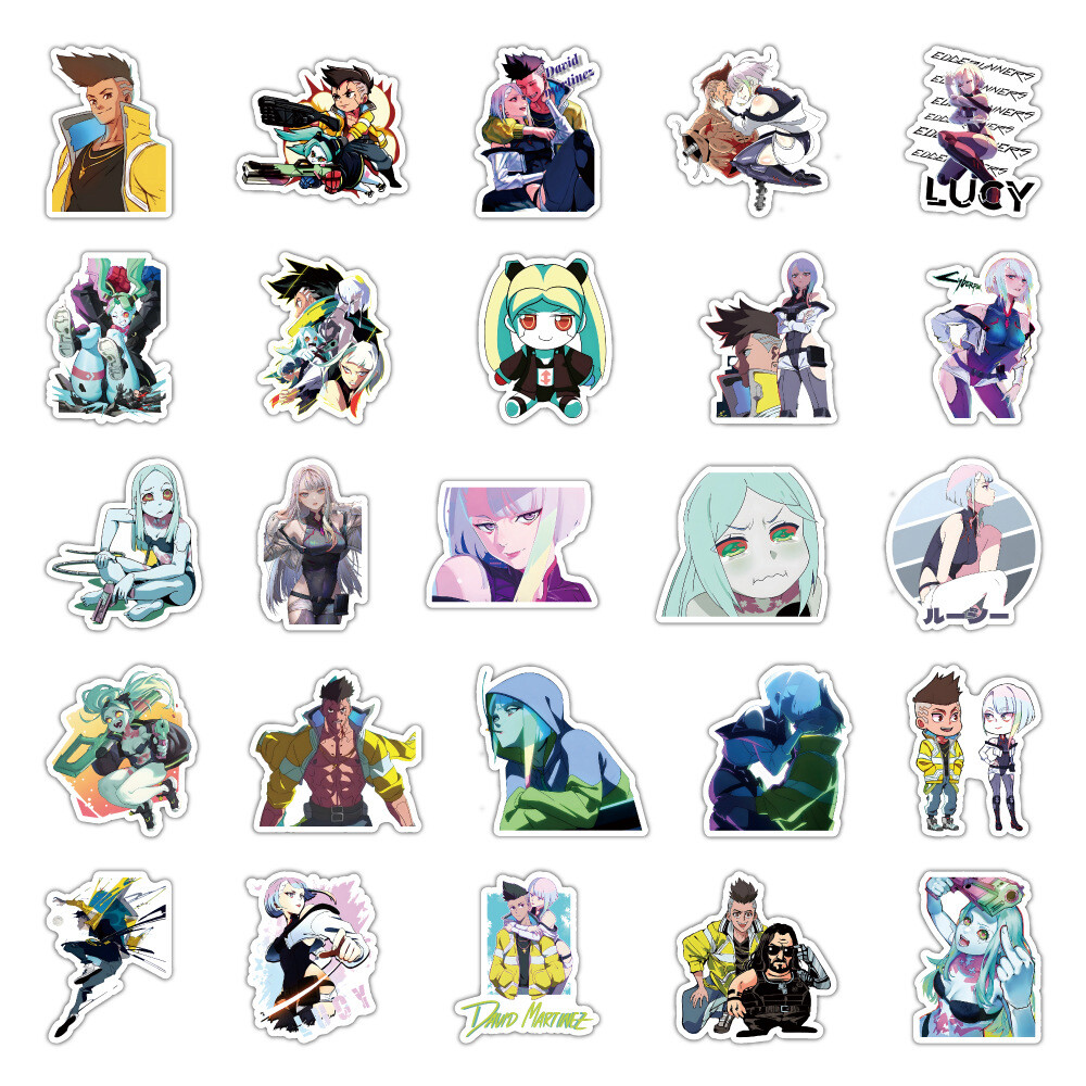 100Pcs Cyberpunk: Edgerunners Cartoon Sticker for Teens Girls Water Bottles