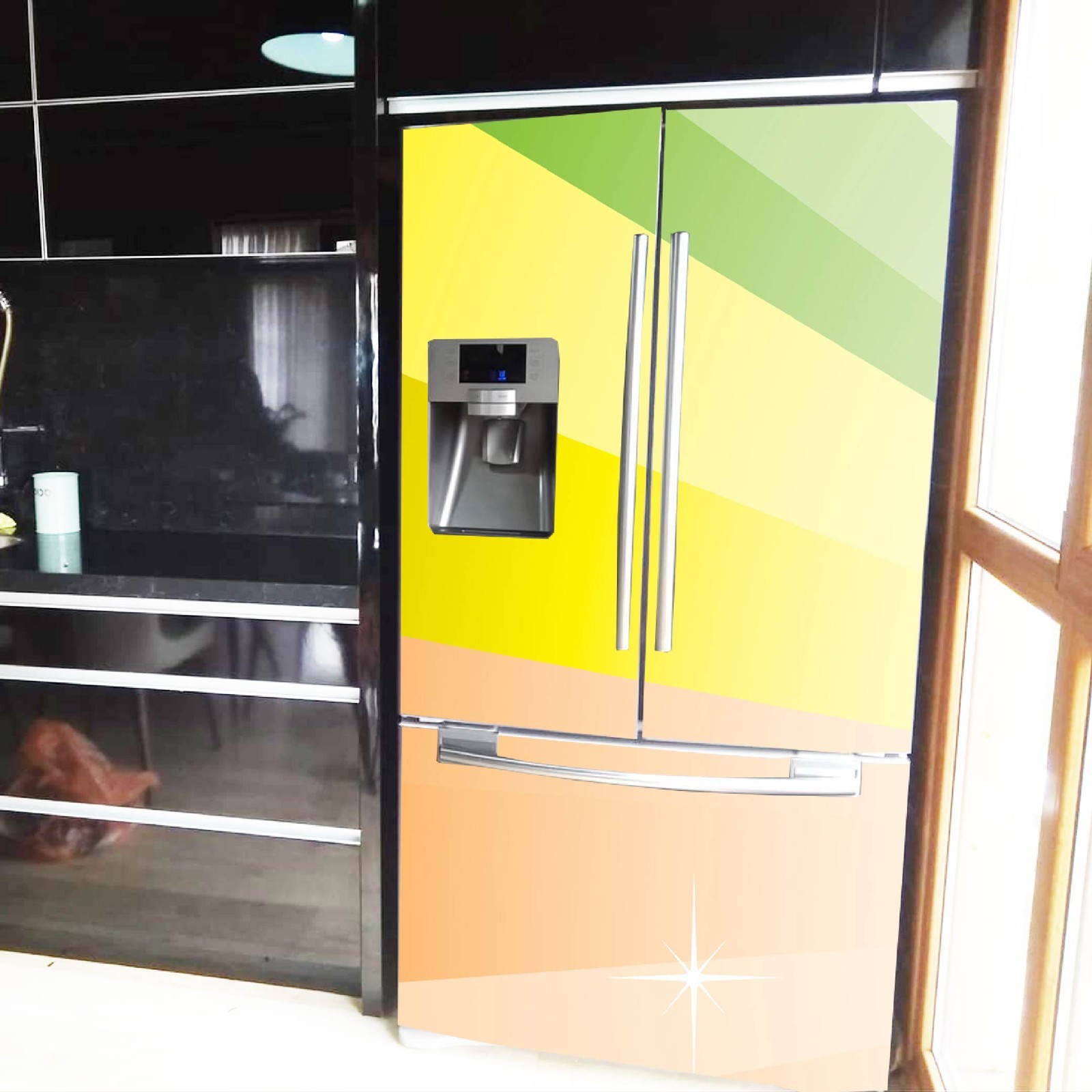 Modern Refrigerator Vinyl Wrap Kitchen Decor