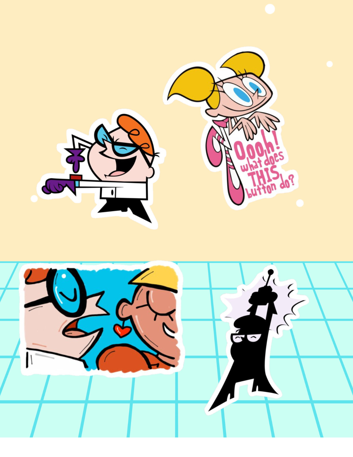 Dexter's Lab 90s Cartoon 4pc Sticker Pack