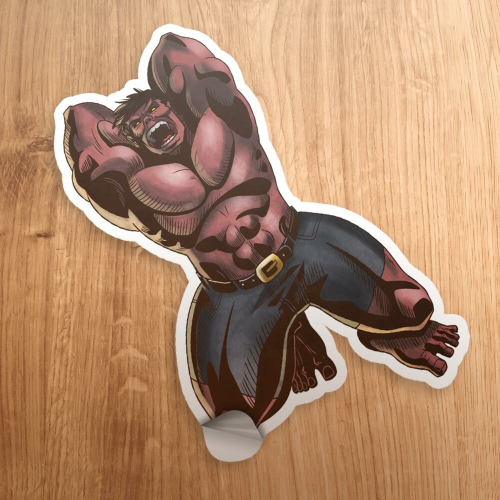 Red Hulk General Thunderbolt Ross Supervillain 3" Glossy Vinyl Sticker